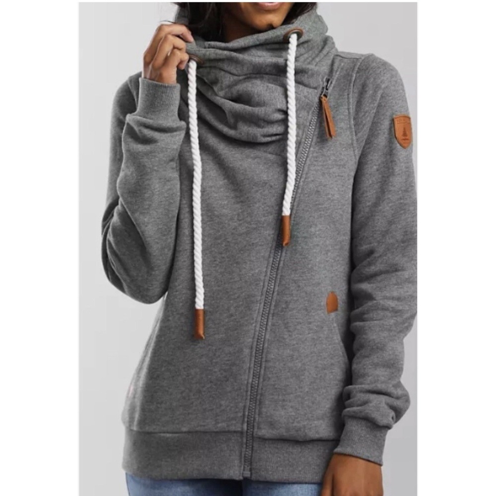 WANAKOME Canada Womens Hestia Full Zip Cowl Neck Jacket-Gray-Size M